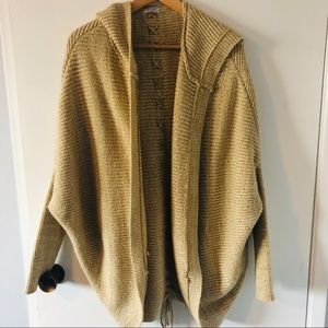 TOBI Tan/Brown Cardigan with Hoodie
